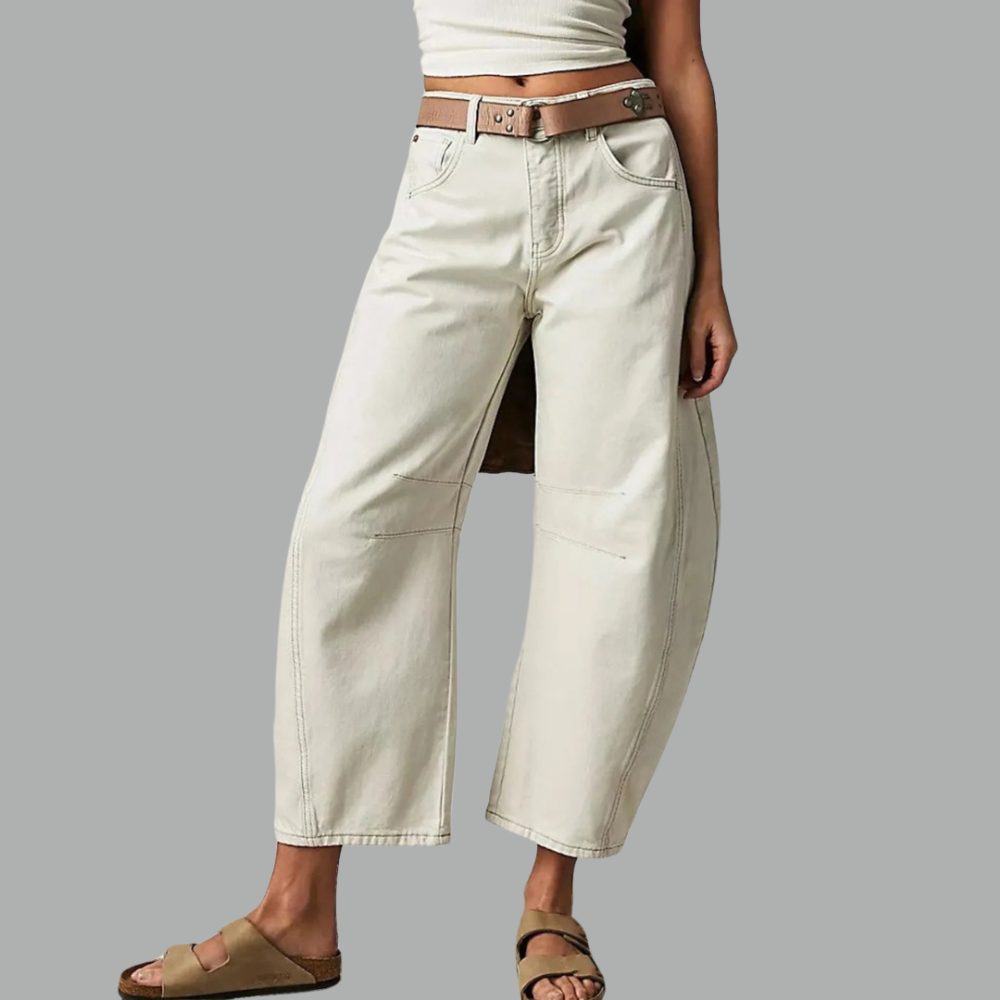 Dames Hoge Taille Denim Jeans | Modieuze Flared Spijkerbroek met Relaxed Fit 4