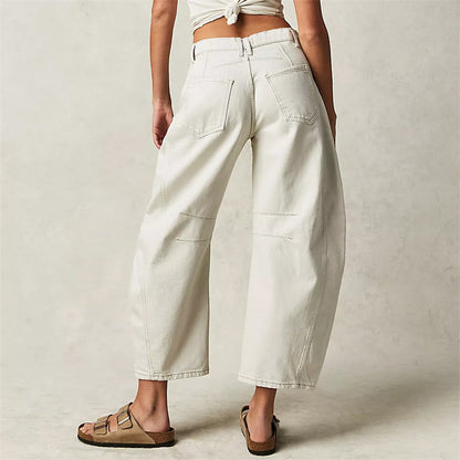 Dames Hoge Taille Denim Jeans | Modieuze Flared Spijkerbroek met Relaxed Fit 8