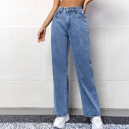 Dames Hoge Taille Denim Spijkerbroek | Modieuze Wijde Pijpen Voorjaar Zomer Herbst 3