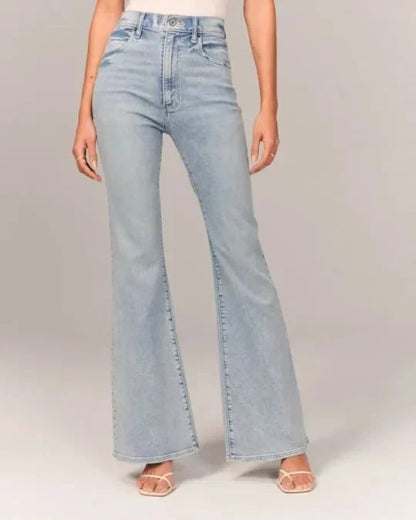 Dames Hoge Taille Denim Spijkerbroek | Stijlvol Comfortabele Rechte Jeans 0