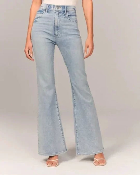 Dames Hoge Taille Denim Spijkerbroek | Stijlvol Comfortabele Rechte Jeans 0