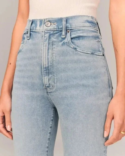 Dames Hoge Taille Denim Spijkerbroek | Stijlvol Comfortabele Rechte Jeans 1