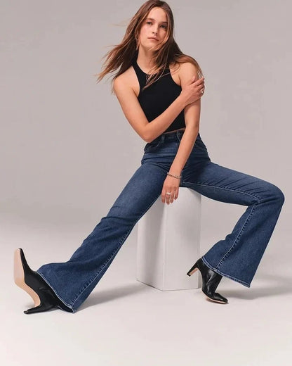 Dames Hoge Taille Denim Spijkerbroek | Stijlvol Comfortabele Rechte Jeans 5