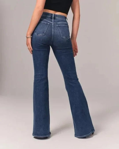 Dames Hoge Taille Denim Spijkerbroek | Stijlvol Comfortabele Rechte Jeans 8