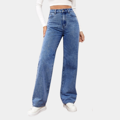 Dames Hoge Taille Denim Spijkerbroek | Tijdloze Rechte Pasvorm Casual Jeans 0
