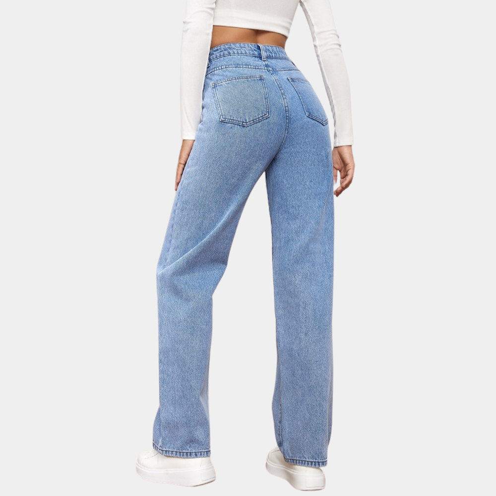 Dames Hoge Taille Denim Spijkerbroek | Tijdloze Rechte Pasvorm Casual Jeans 7