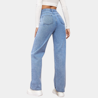 Dames Hoge Taille Denim Spijkerbroek | Tijdloze Rechte Pasvorm Casual Jeans 7