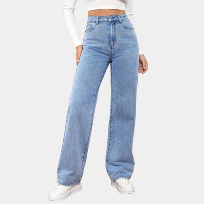 Dames Hoge Taille Denim Spijkerbroek | Tijdloze Rechte Pasvorm Casual Jeans 8
