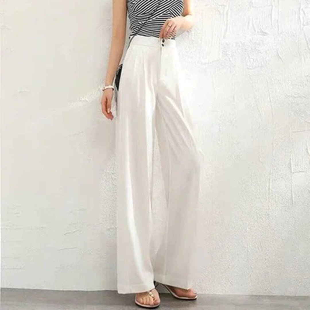 Dames Hoge Taille Flared Broek | Elegante Relaxed Fit Casual Pantalon 0
