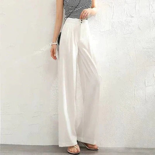 Dames Hoge Taille Flared Broek | Elegante Relaxed Fit Casual Pantalon 0