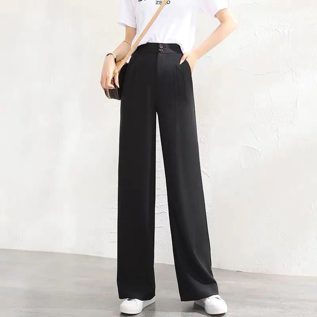 Dames Hoge Taille Flared Broek | Elegante Relaxed Fit Casual Pantalon 1