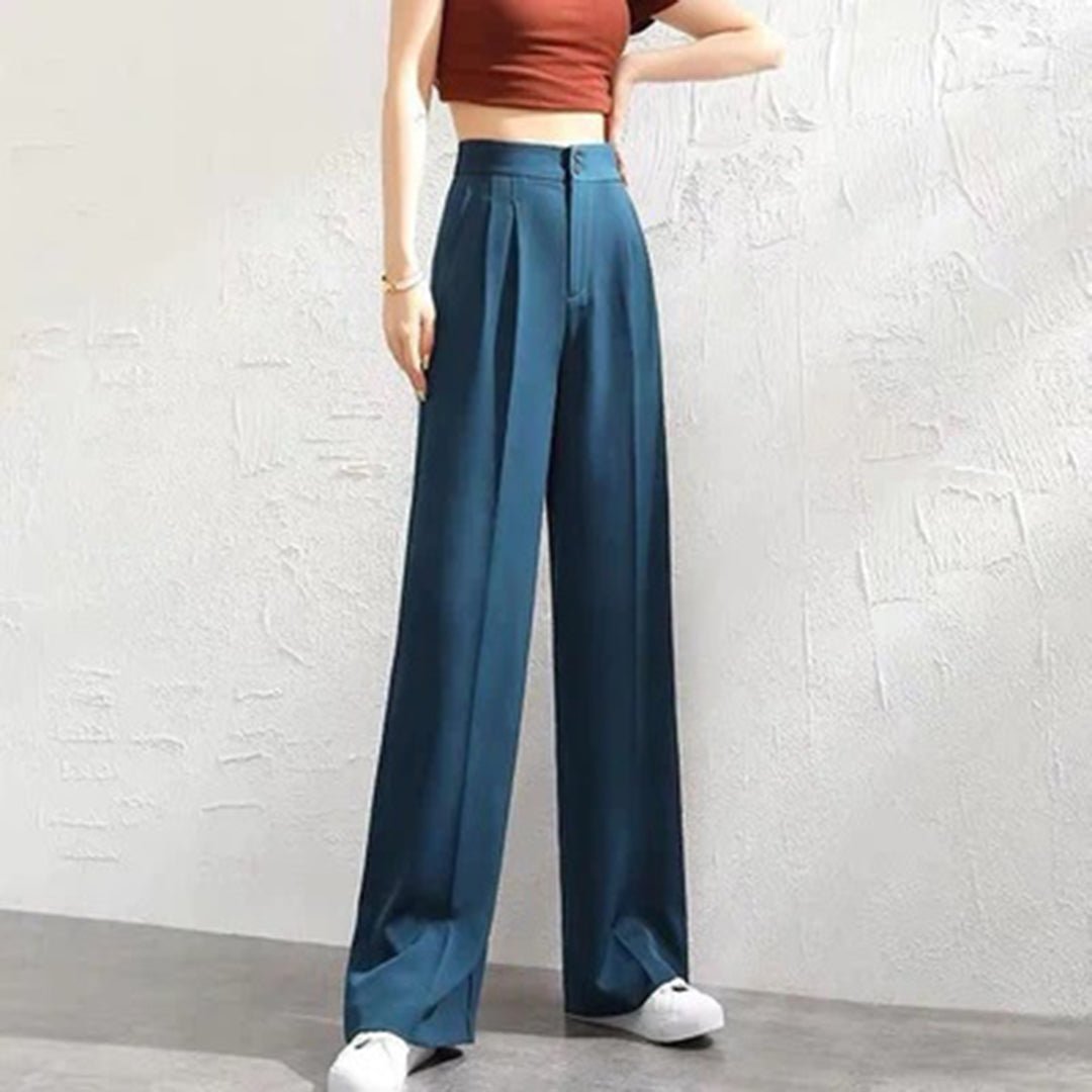 Dames Hoge Taille Flared Broek | Elegante Relaxed Fit Casual Pantalon 2