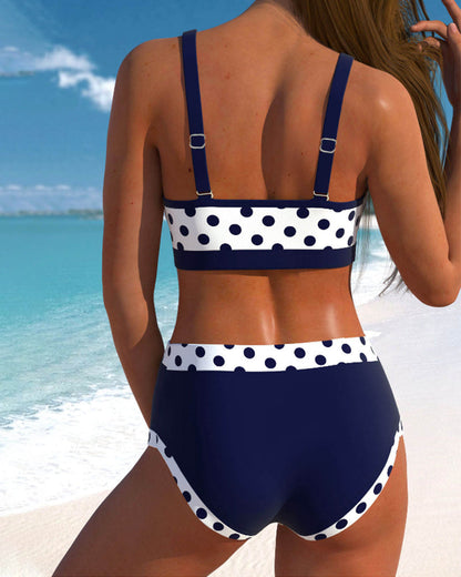 Dames Hoge Taille Polkadot Bikini | Retro Charmante Zwemkleding voor Zomer 1