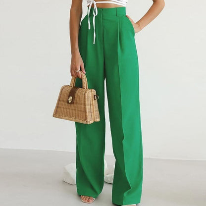 Dames Hoge Taille Wijde Pijpenbroek | Elegante Flatterende Casual Broek 0