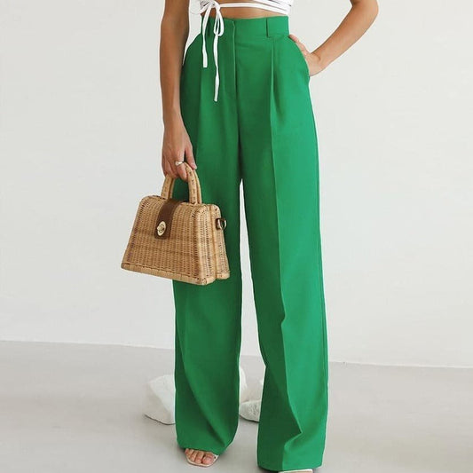 Dames Hoge Taille Wijde Pijpenbroek | Elegante Flatterende Casual Broek 0
