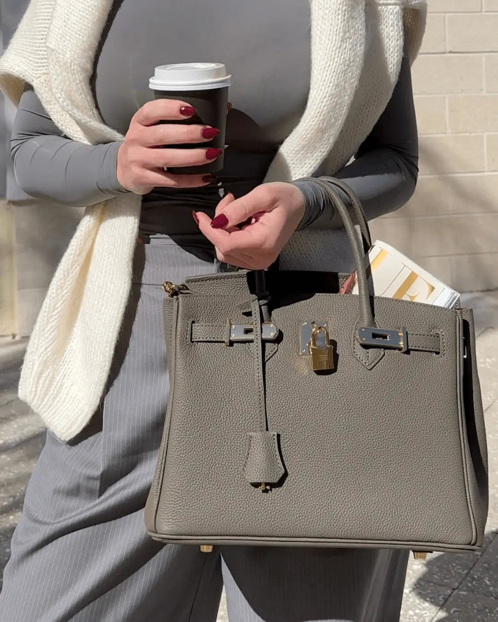 Dames Hoogwaardige Leren Handtas | Elegante Schoudertas met Hangslot 4