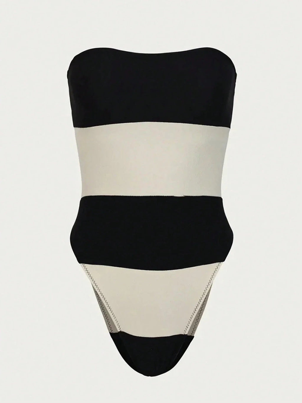 Dames Hoogwaardige Strapless Jumpsuit | Elegante Hoge Beenuitsnijding met Contraststrepen 1