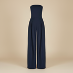 Dames Jumpsuit Zwart | Elegante Strapless Wijde Pijpen Feestelijke Outfit 1
