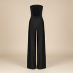 Dames Jumpsuit Zwart | Elegante Strapless Wijde Pijpen Feestelijke Outfit 3