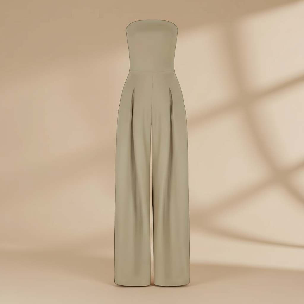 Dames Jumpsuit Zwart | Elegante Strapless Wijde Pijpen Feestelijke Outfit 5