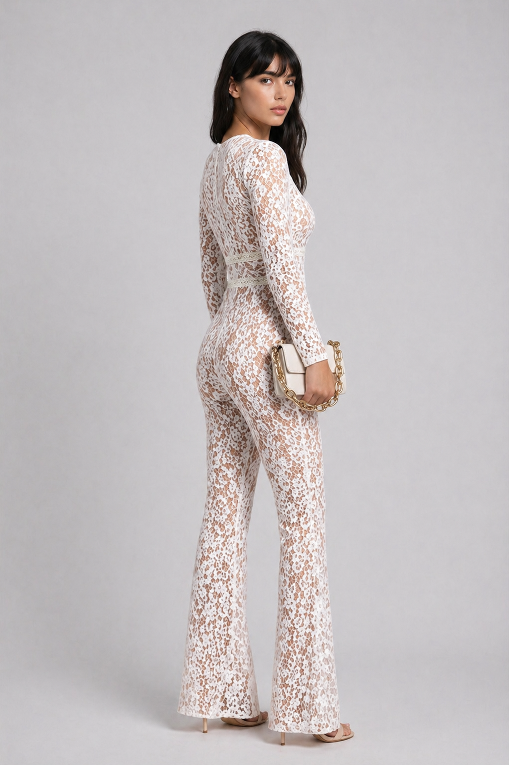Dames Kant Jumpsuit | Feestelijke Elegante Wijde Pijpen Outfit 2