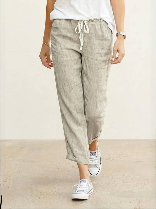 Dames Katoenen Broek | Comfortabele Relaxed Fit Casual Pants voor Warme Dagen 0