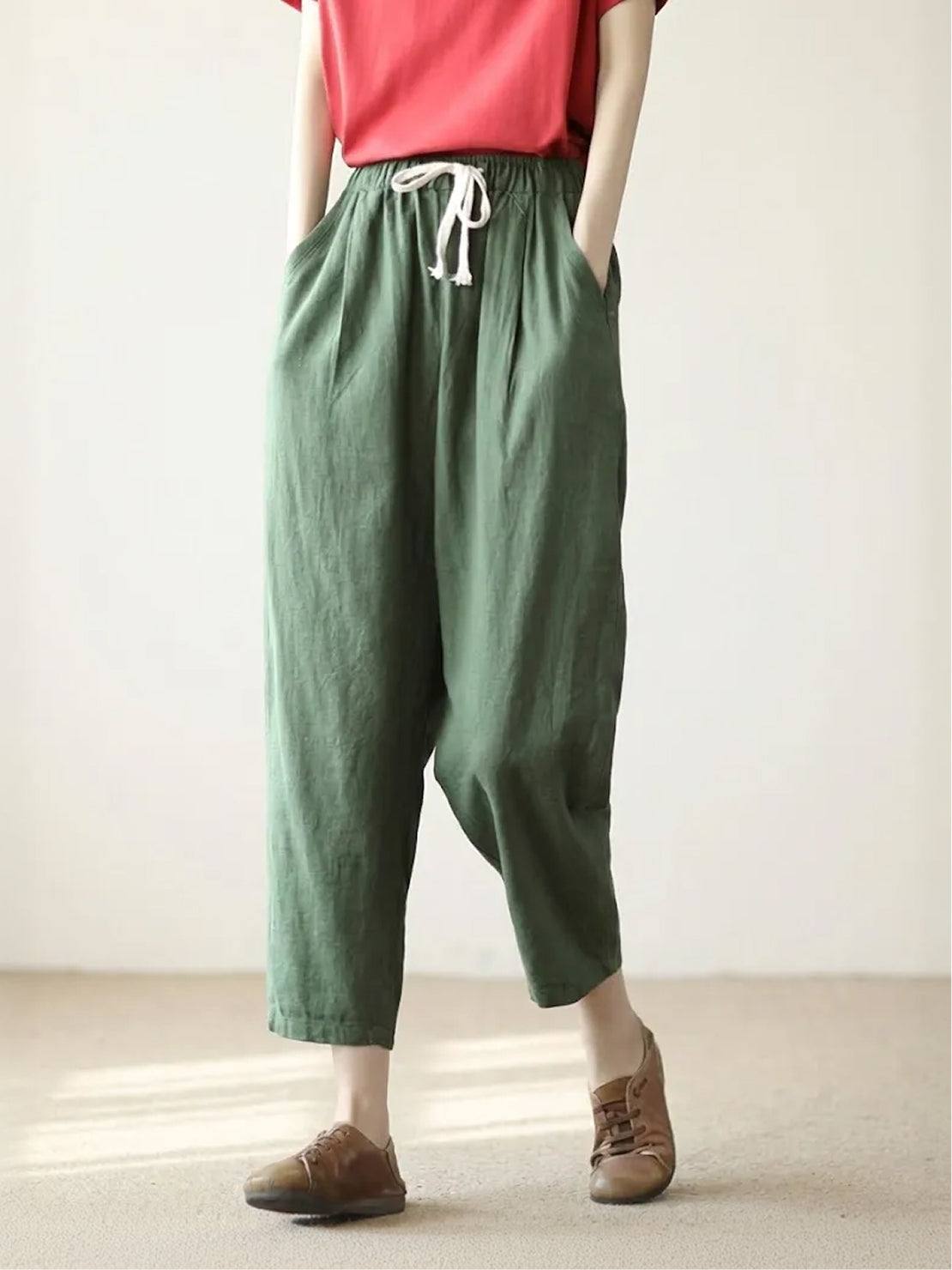 Dames Katoenen Broek | Comfortabele Relaxed Fit Casual Pants voor Warme Dagen 10