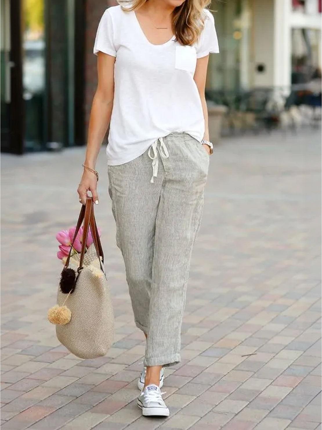 Dames Katoenen Broek | Comfortabele Relaxed Fit Casual Pants voor Warme Dagen 4