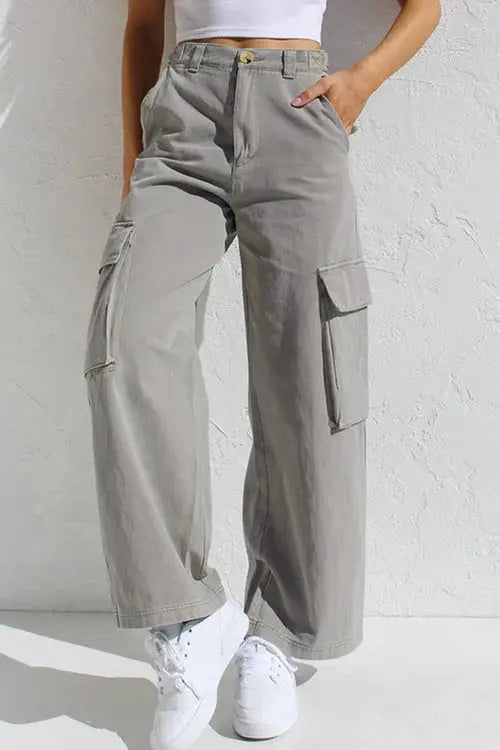 Dames Katoenen Cargo Broek | Trendy Casual Vrijetijdsbroek met Ruime Cargozakken 1