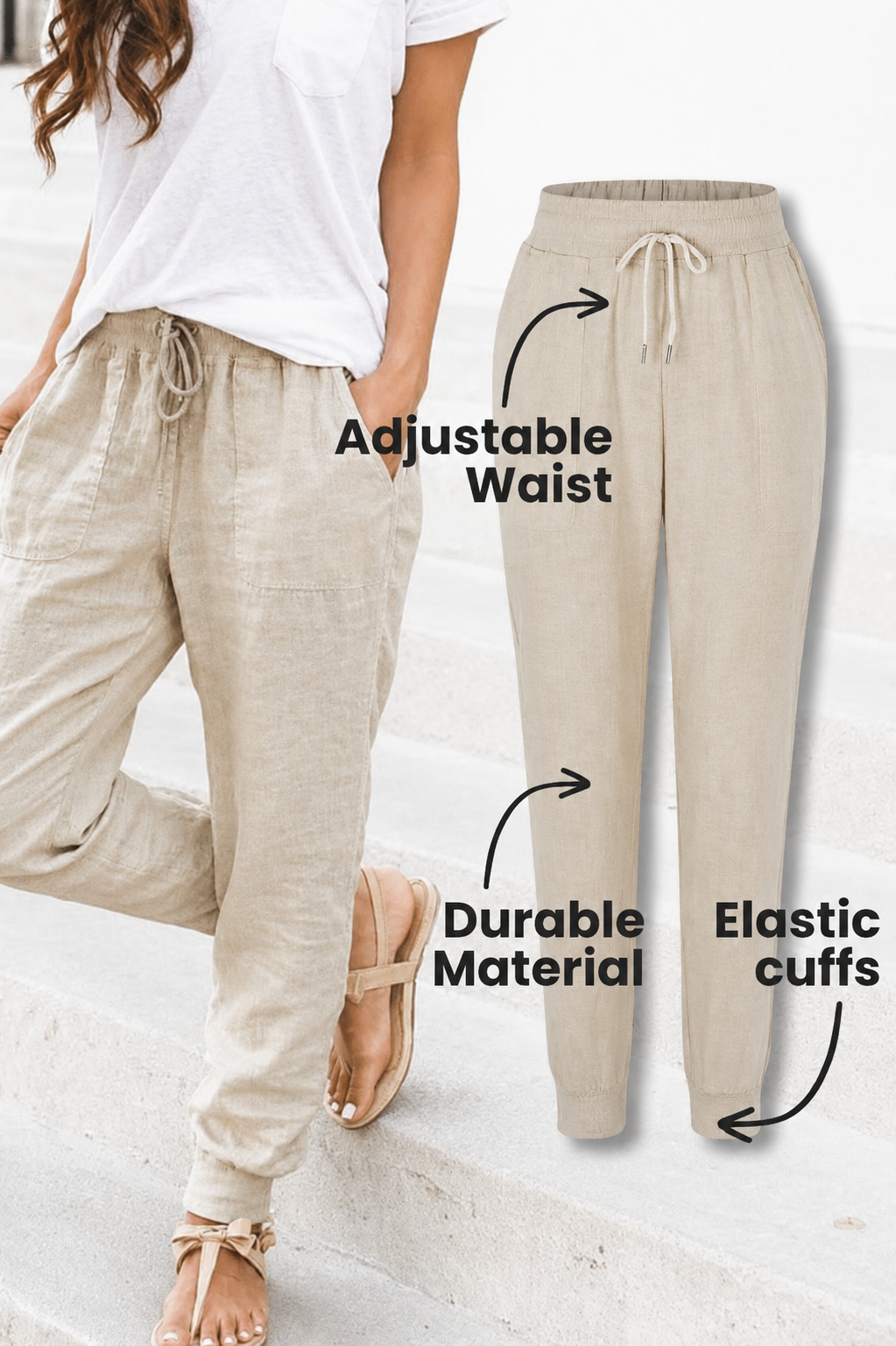 Dames Katoenen Joggers | Comfortabele Taps Toelopende Casual Broek | Stijlvol en Praktisch 2