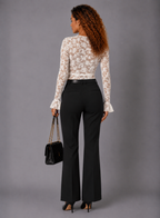 Dames Katoenen Kanten Top | Elegante Diepe V-Hals met Aansluitende Pasvorm 2