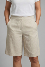Dames Katoenen Knielange Shorts | Comfortabele Hoge Taille Zomerbroek 0
