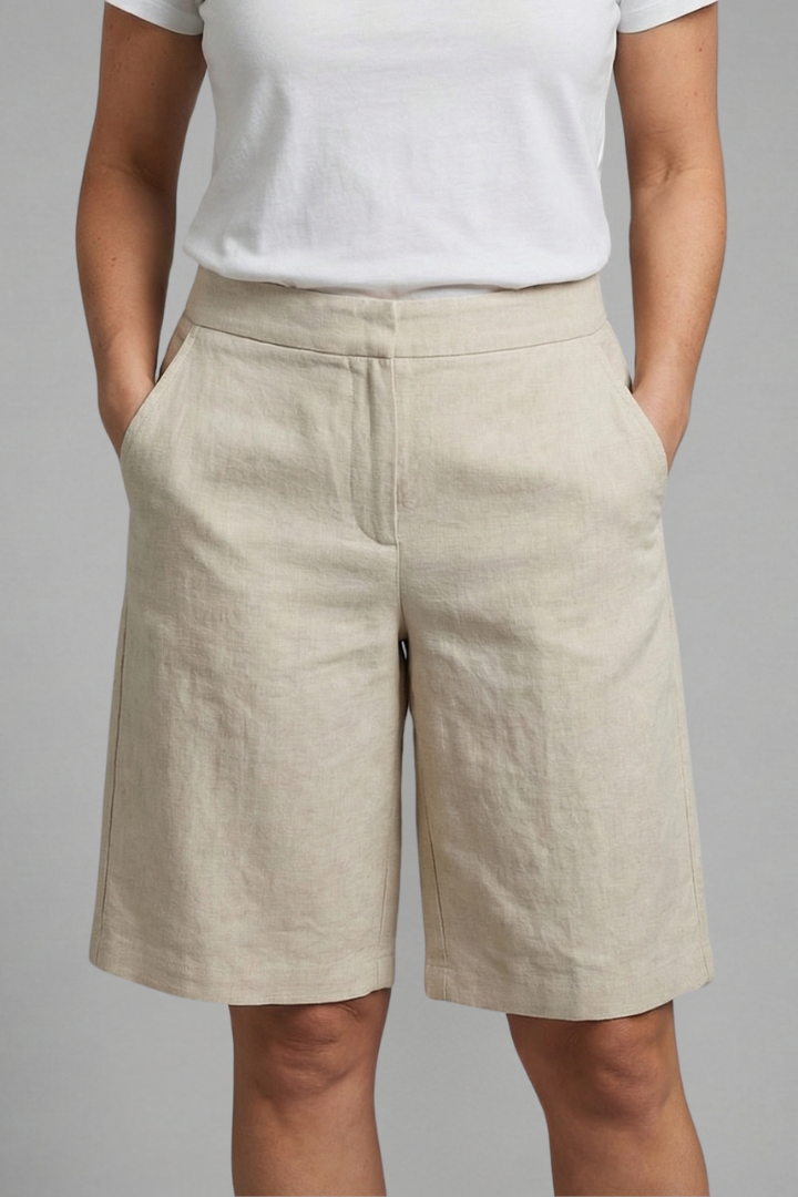 Dames Katoenen Knielange Shorts | Comfortabele Hoge Taille Zomerbroek 0