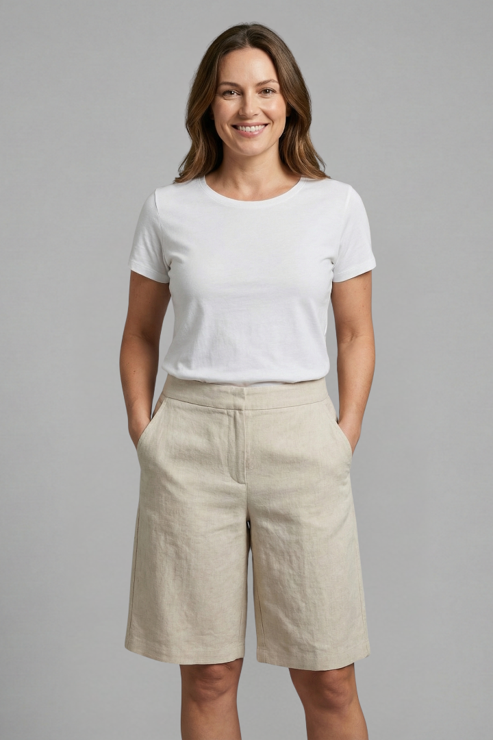 Dames Katoenen Knielange Shorts | Comfortabele Hoge Taille Zomerbroek 2