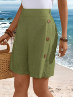 Dames Katoenen Korte Broek | Comfortabele Zomer Shorts met Knoopdetail 8