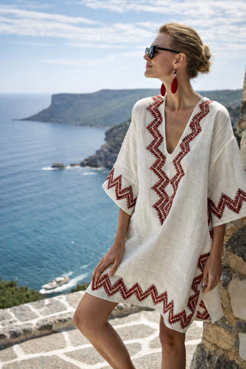 Dames Katoenen Korte Zomerjurk | Luchtig en Casual Strandjurk 1