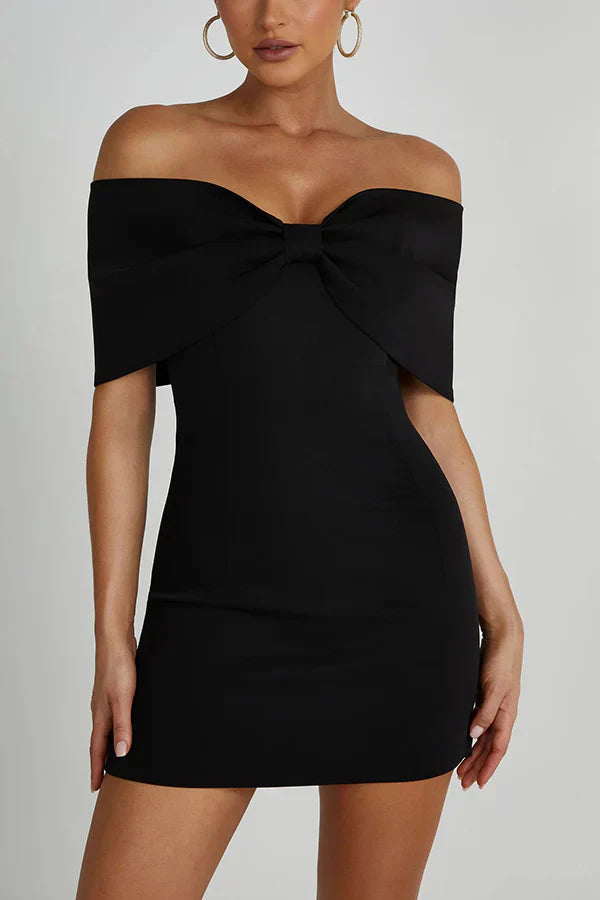 Dames Katoenen Off-Shoulder Mini-Jurk | Elegante Flatterende Zomerjurk met Strikdetail 5