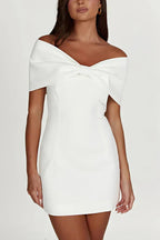 Dames Katoenen Off-Shoulder Mini-Jurk | Elegante Flatterende Zomerjurk met Strikdetail 7