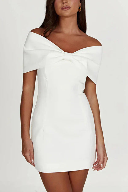Dames Katoenen Off-Shoulder Mini-Jurk | Elegante Flatterende Zomerjurk met Strikdetail 7