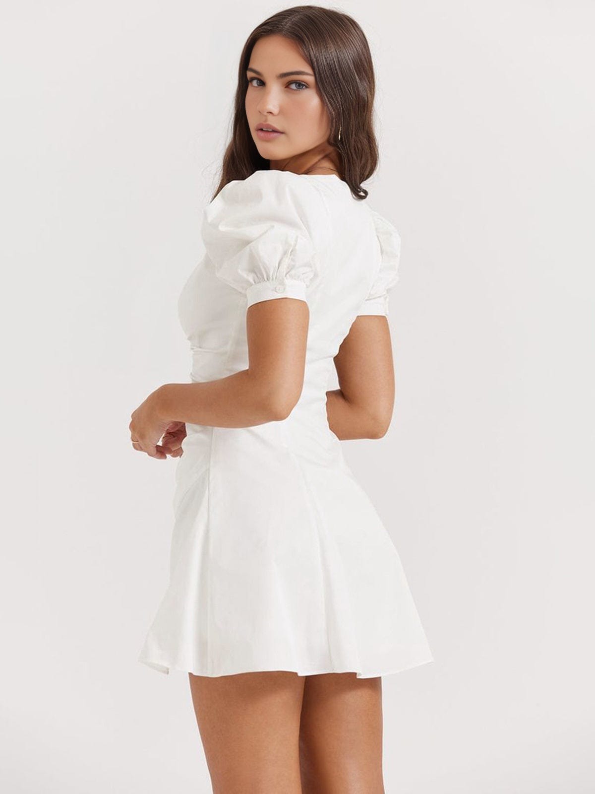 Dames Katoenen Zomerjurk | Romantisch Minikleed met Puffmouwen en Getailleerde Pasvorm 3