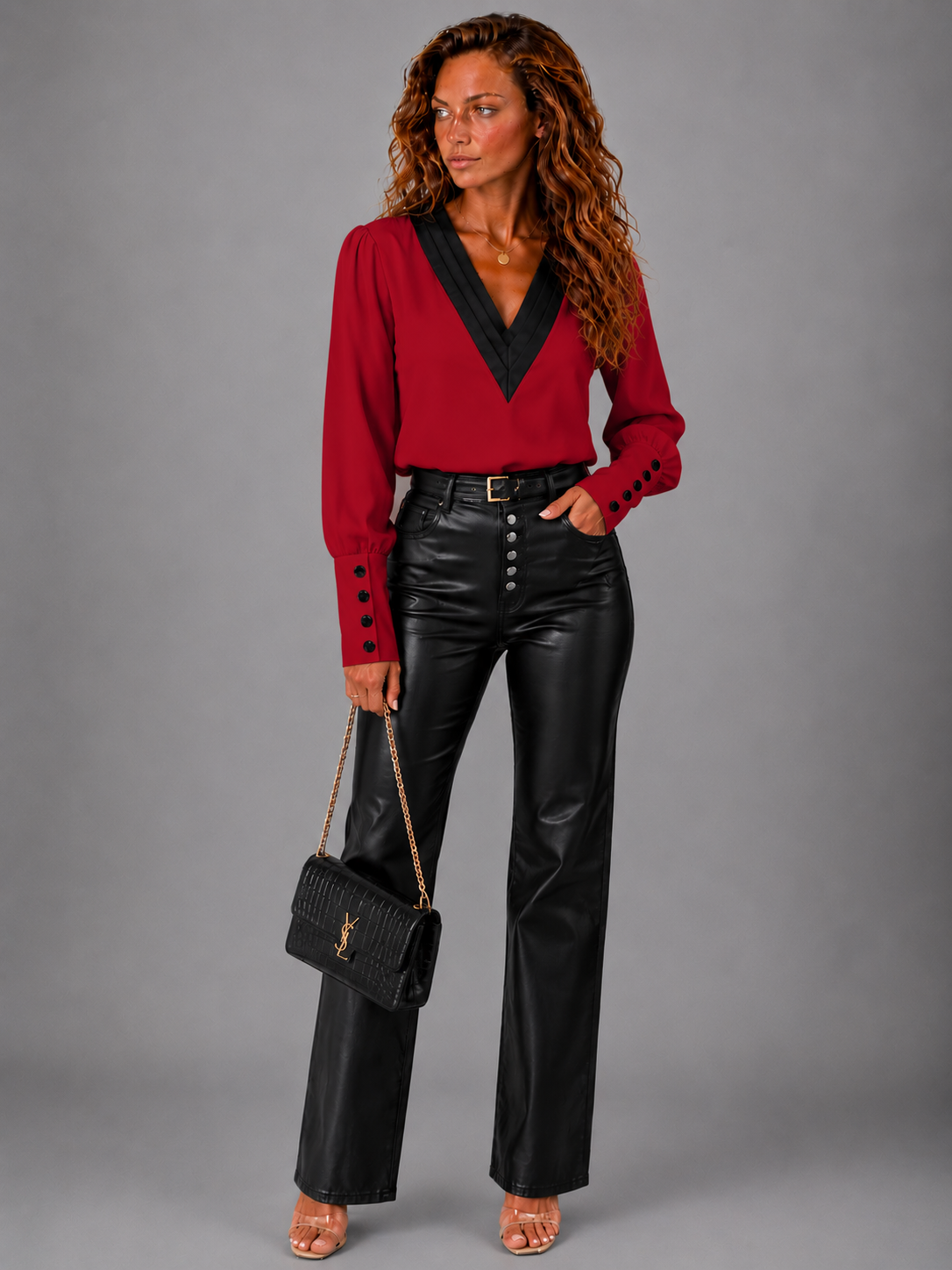 Dames Kleurblok Blouse | Luchtige V-Hals Met Elegante Pasvorm | Modern Comfort 1