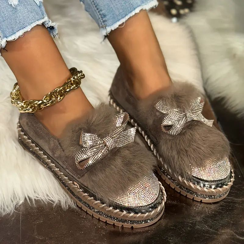 Dames Kristallen Strik Instaploafers | Elegante Slip-On Schoenen 2