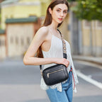 Dames Kunstleer Crossbody Tas | Compact Zwarte Handtas met Verstelbare Schouderband 3