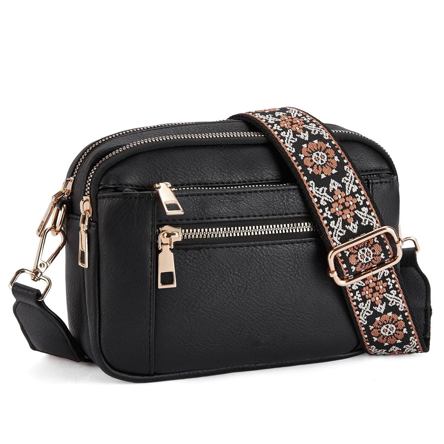Dames Kunstleer Crossbody Tas | Compact Zwarte Handtas met Verstelbare Schouderband 5