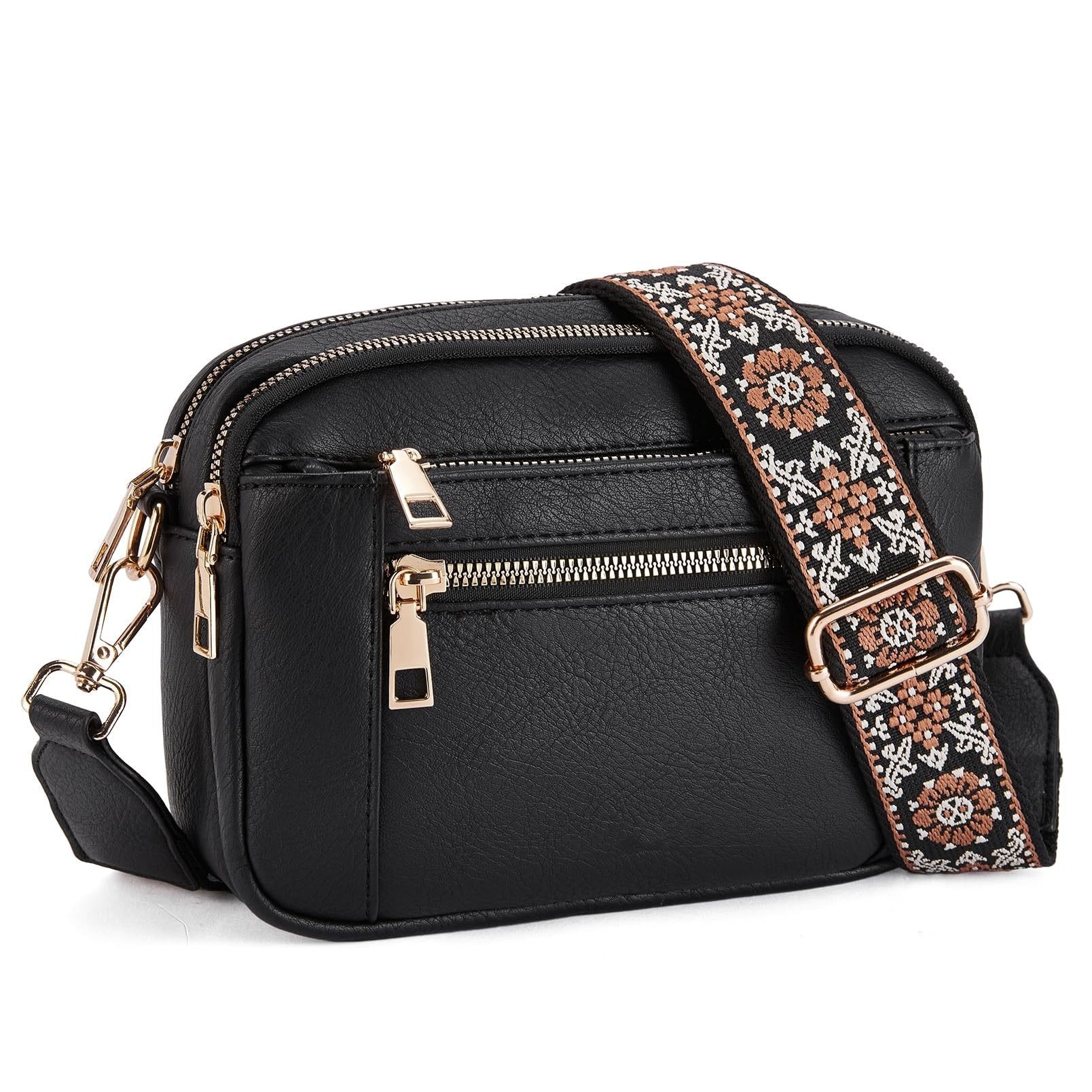 Dames Kunstleer Crossbody Tas | Compact Zwarte Handtas met Verstelbare Schouderband 5