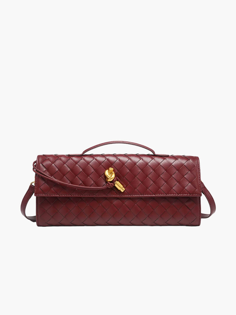 Dames Kunstleer Gevlochten Schoudertas | Elegante Luxe Clutch met Gouden Accenten 1