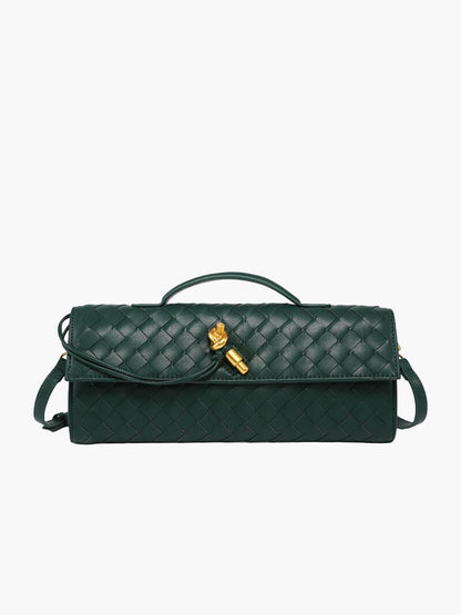 Dames Kunstleer Gevlochten Schoudertas | Elegante Luxe Clutch met Gouden Accenten 4