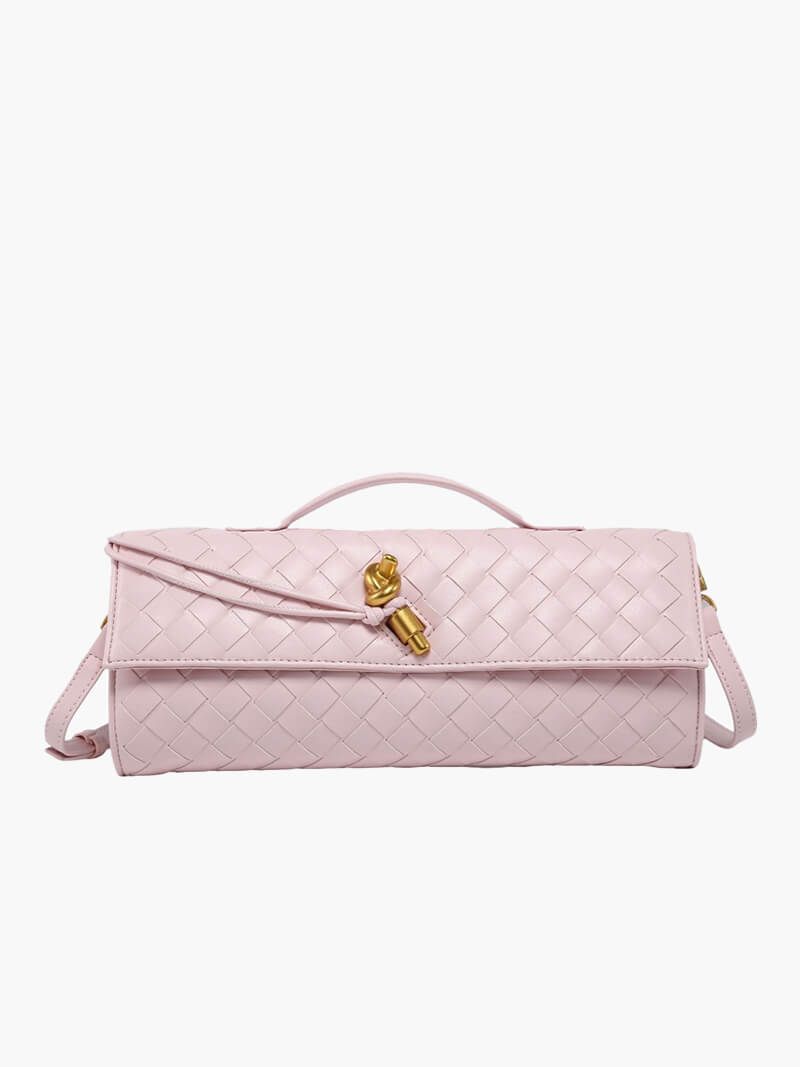 Dames Kunstleer Gevlochten Schoudertas | Elegante Luxe Clutch met Gouden Accenten 5