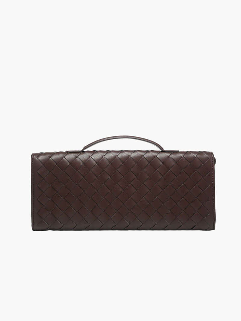 Dames Kunstleer Gevlochten Schoudertas | Elegante Luxe Clutch met Gouden Accenten 6