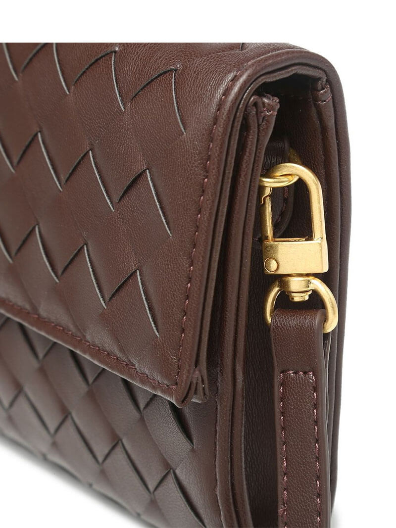 Dames Kunstleer Gevlochten Schoudertas | Elegante Luxe Clutch met Gouden Accenten 7